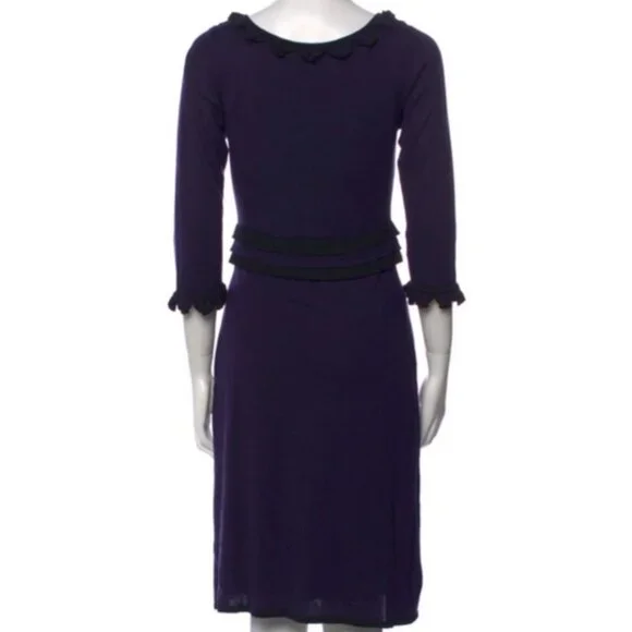 ✨ Temperley London Black & Purple Silk Cashmere Merino Wool Knit Dress Ruffle